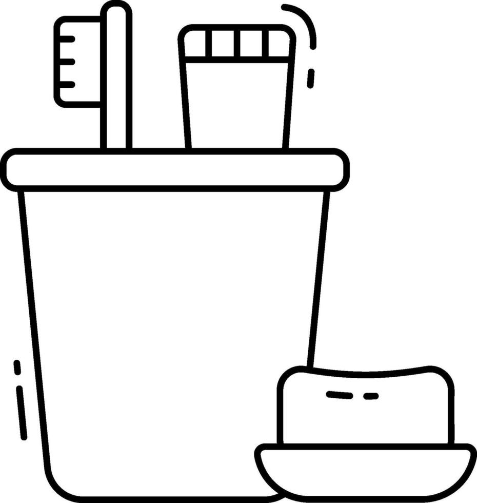 Toothbrush and toothpaste in a bucket vector