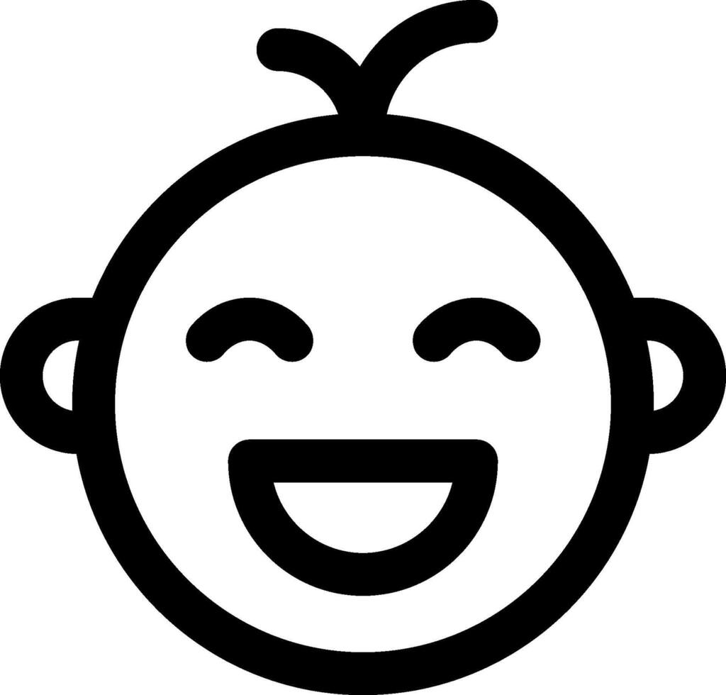 A black and white smiling baby face vector