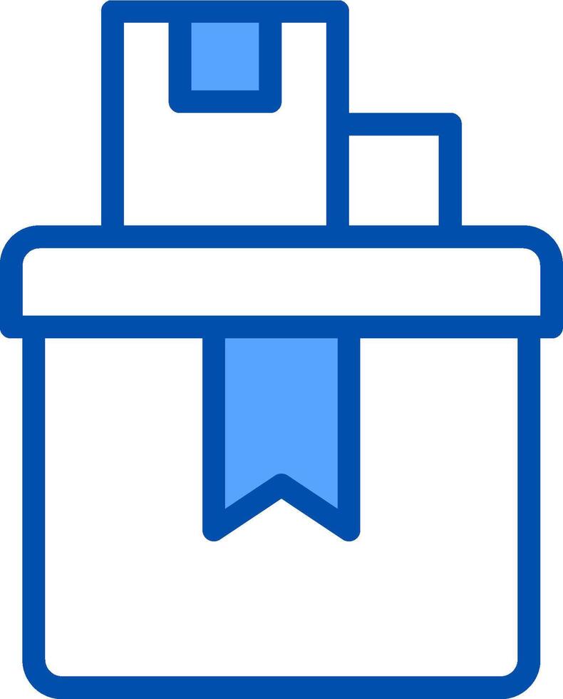 A blue box with a ribbon on it vector