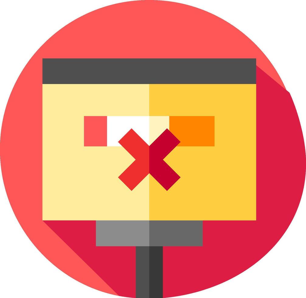 A yellow box with an x on it vector