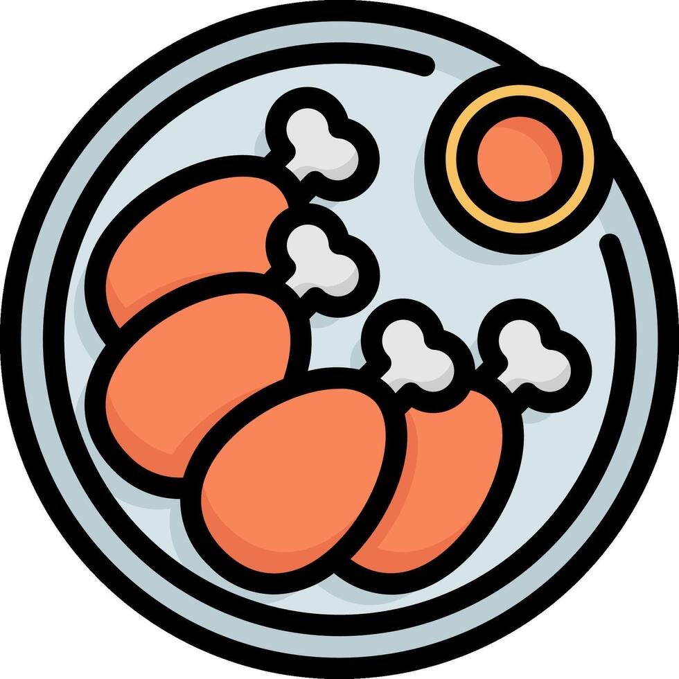 Plate with chicken and rice on it vector