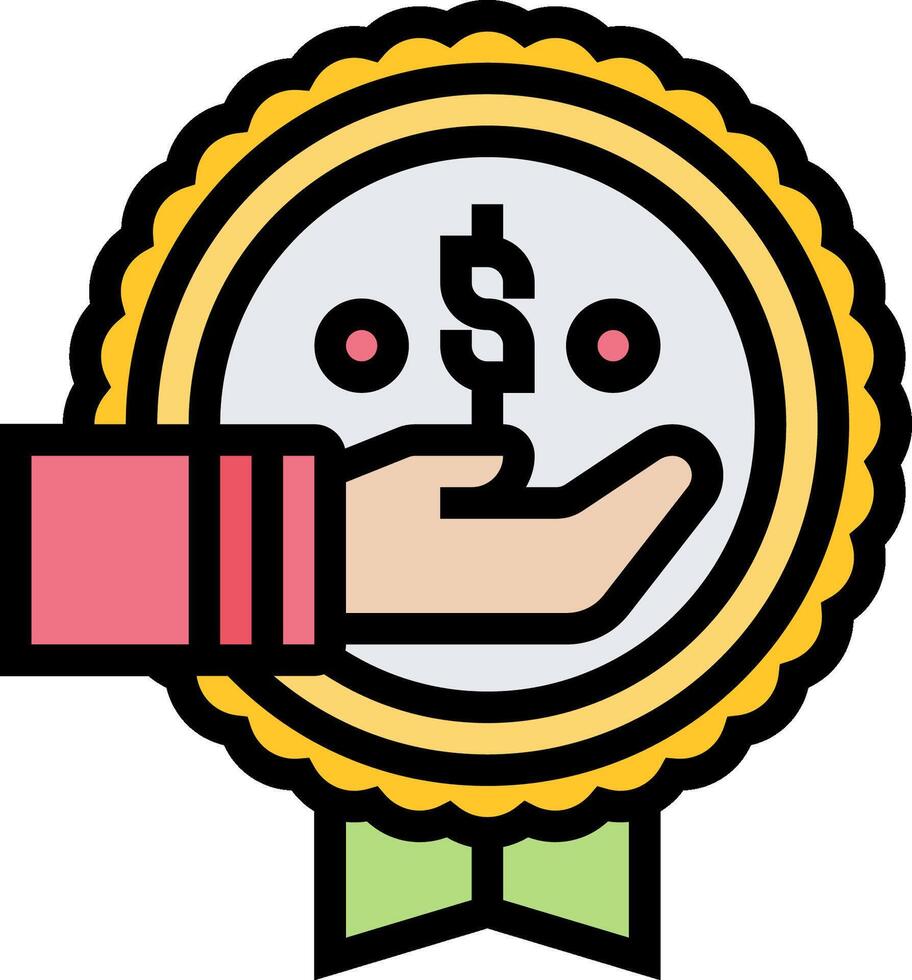 A hand holding a dollar sign in a medal vector