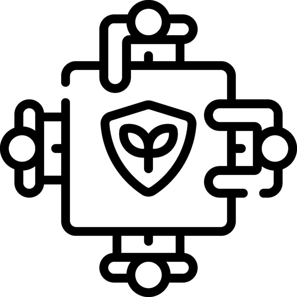 A black and white logo of a shield with people holding it vector
