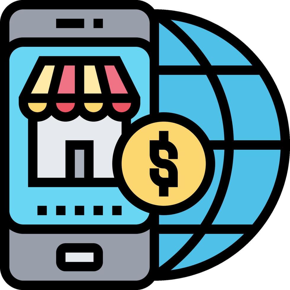 Mobile commerce and ecommerce vector