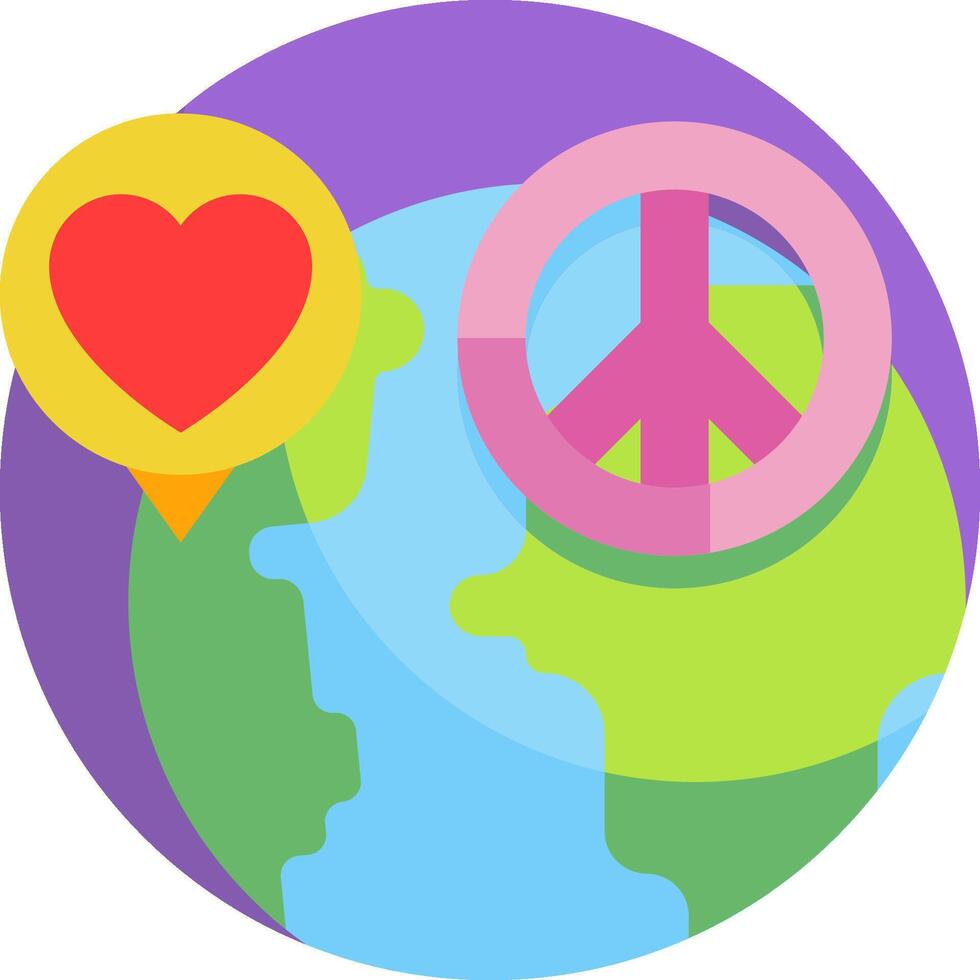 A globe with a heart and a peace sign vector