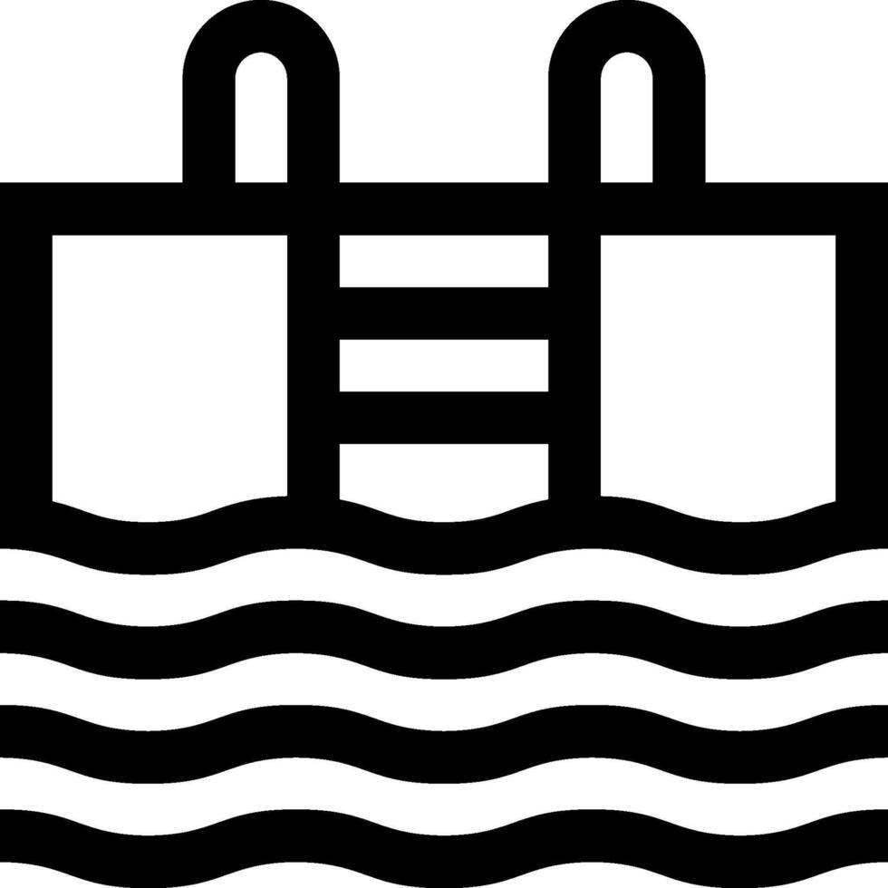 A black and white icon of a ladder in the water vector