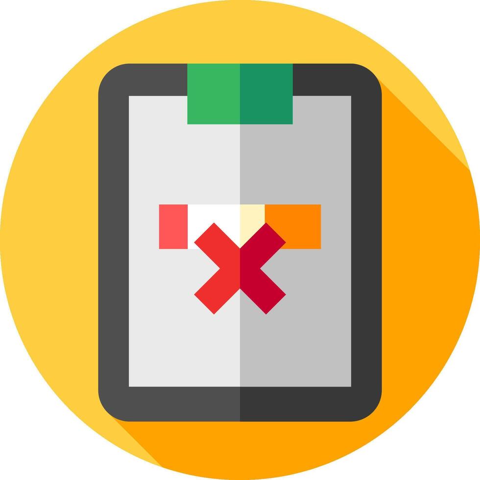 A tablet with an x on it and a red cross vector