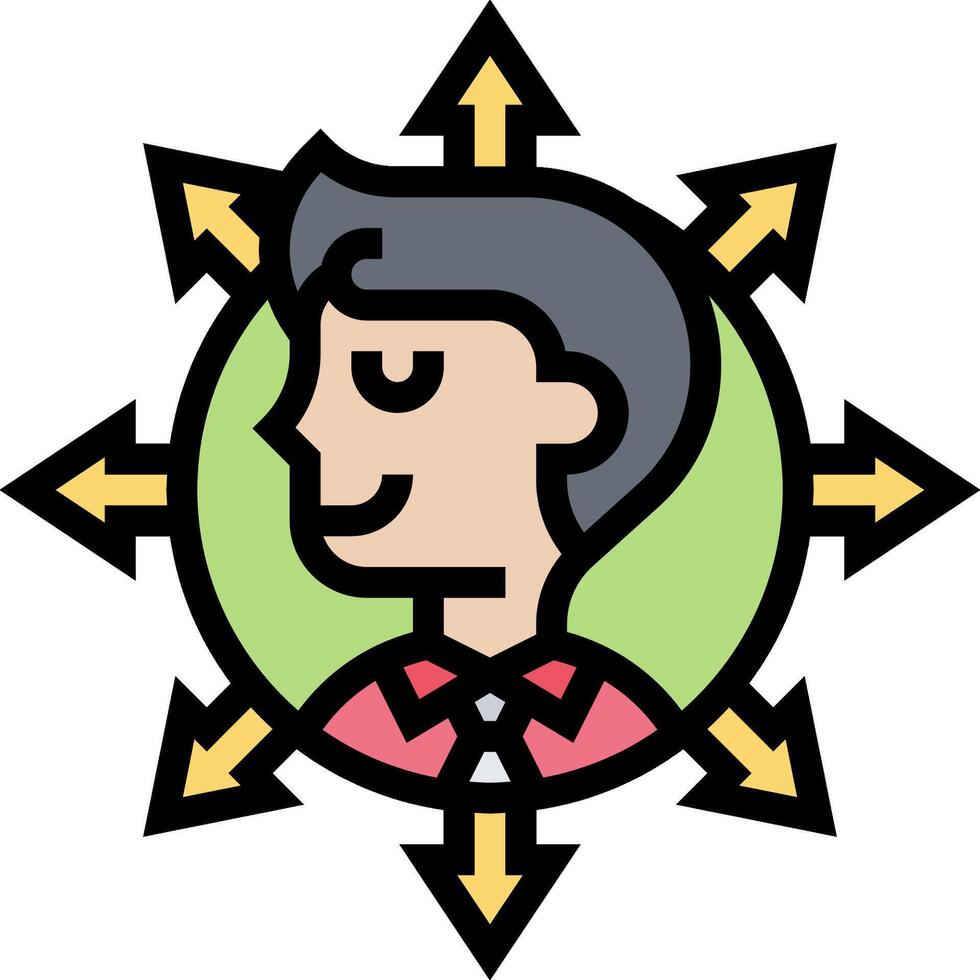 A cartoon man with arrows around him vector