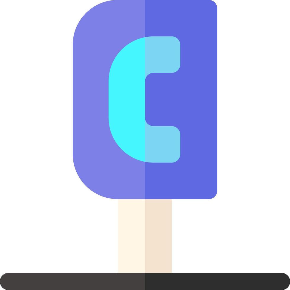 A blue ice cream cone with a blue letter c on it vector