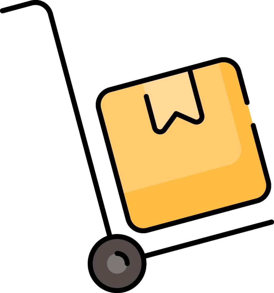 A yellow box on a hand truck vector