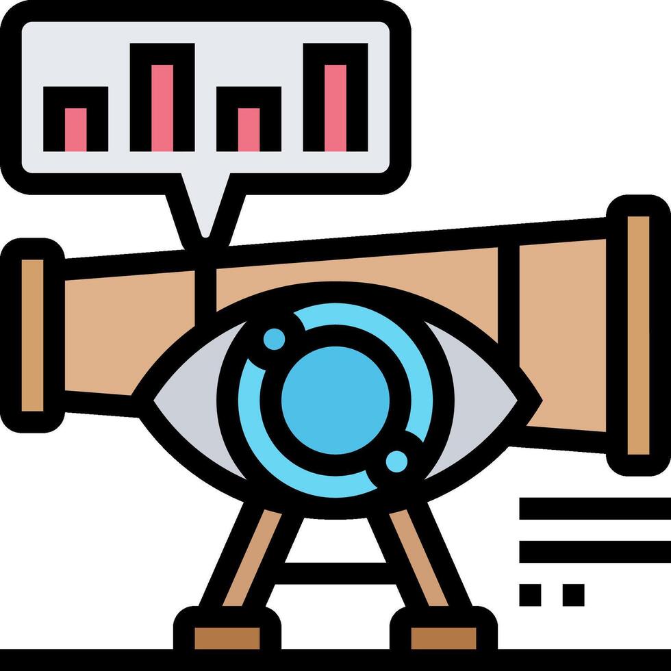 A telescope with an eye and a chart vector