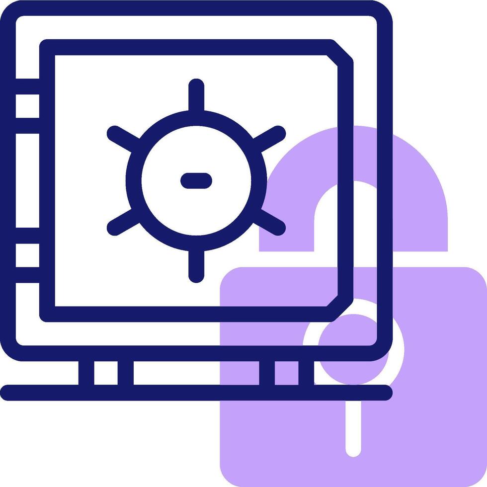 A purple and blue icon of a safe and padlock vector