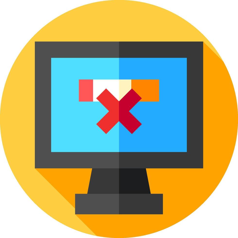A computer monitor with an x symbol on it vector