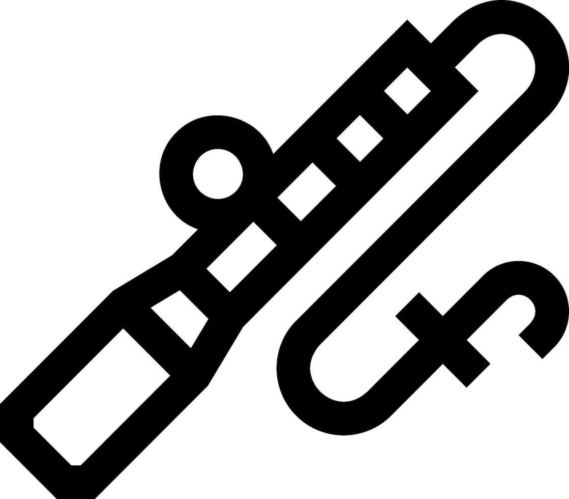 A black and white icon of a fishing rod vector