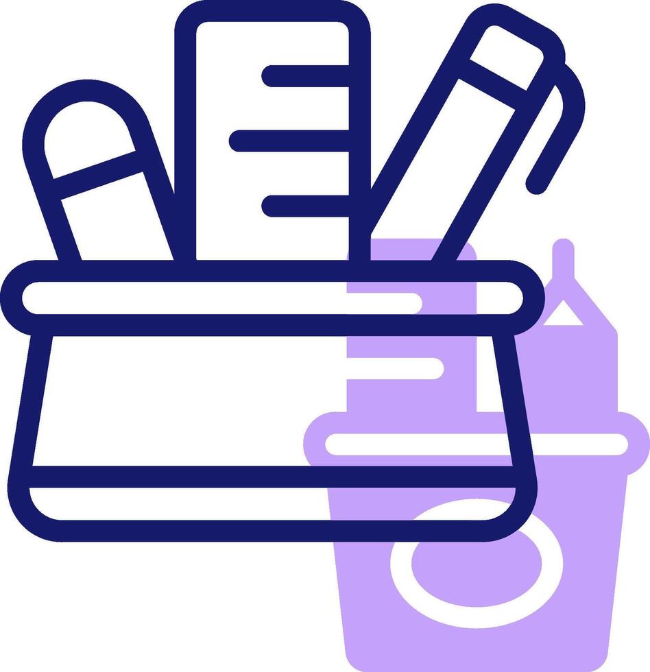 A purple and blue container with a toothbrush and toothpaste vector