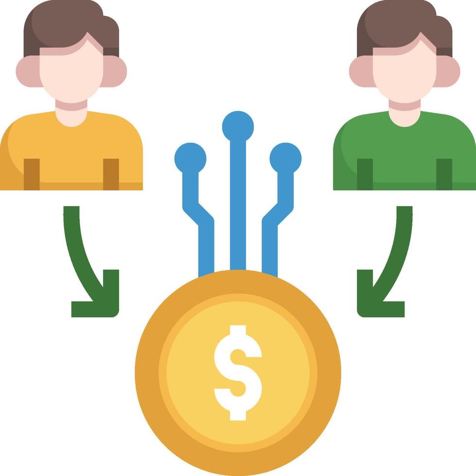 Two people are holding money and a dollar sign vector