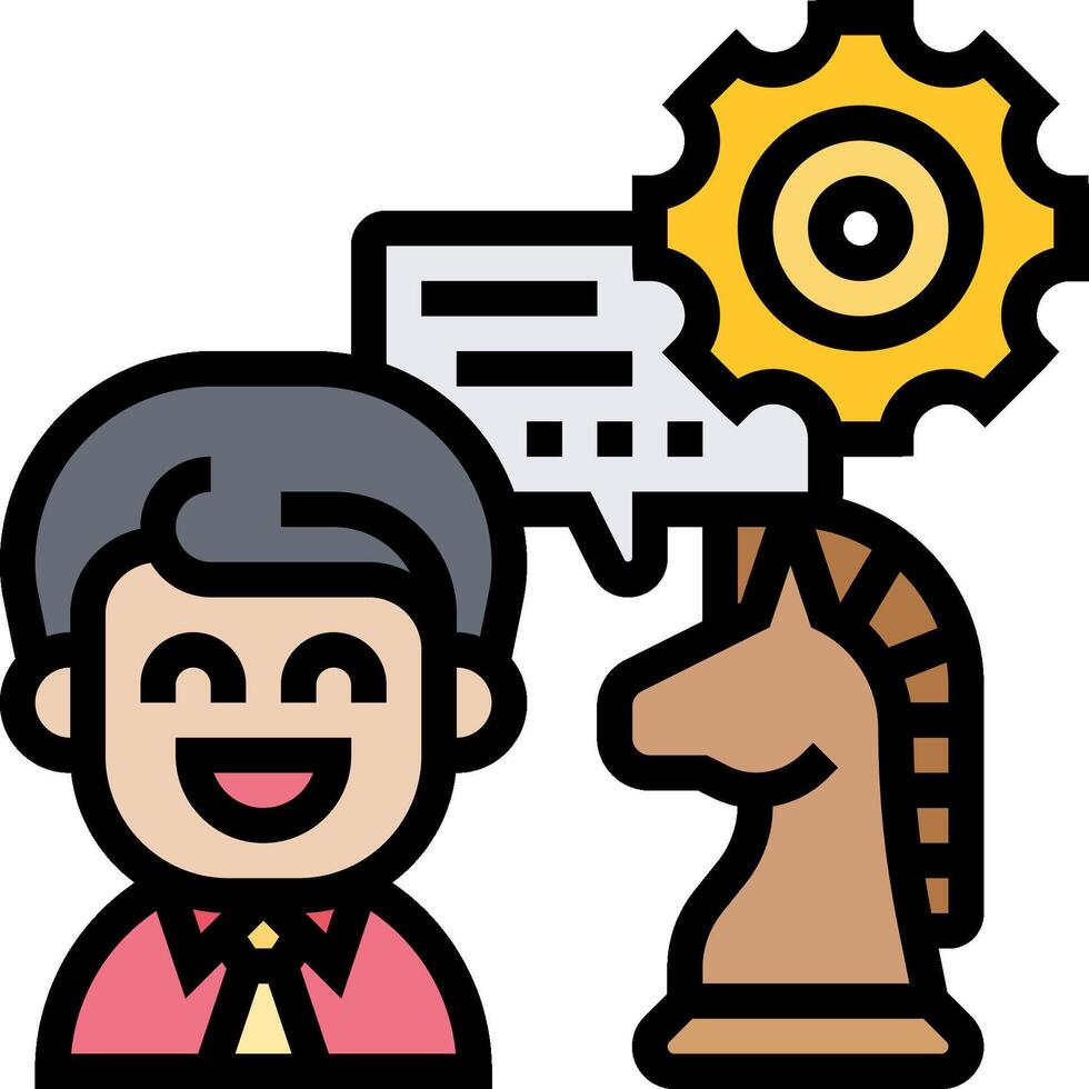 A man with a chess piece and a chat bubble vector