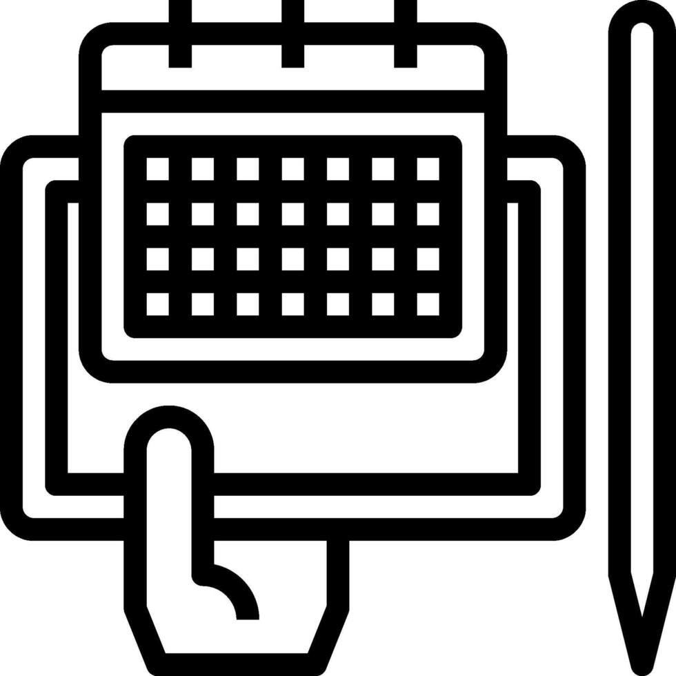 A calendar icon with a pen and a pencil vector