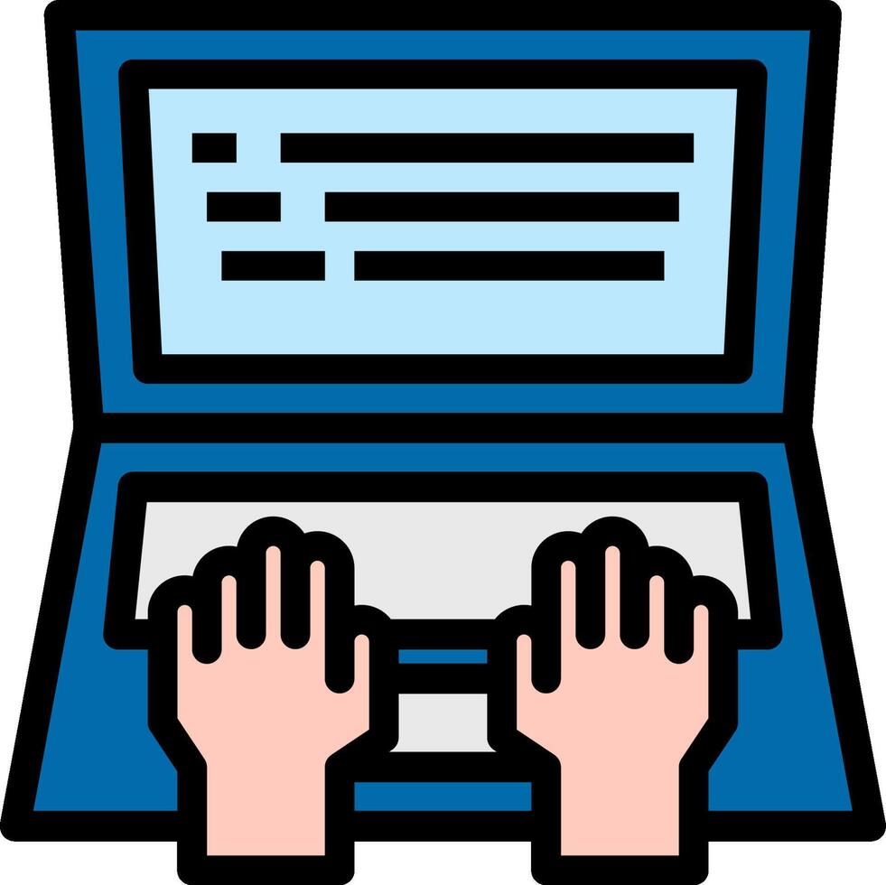 Hands on a laptop computer icon vector