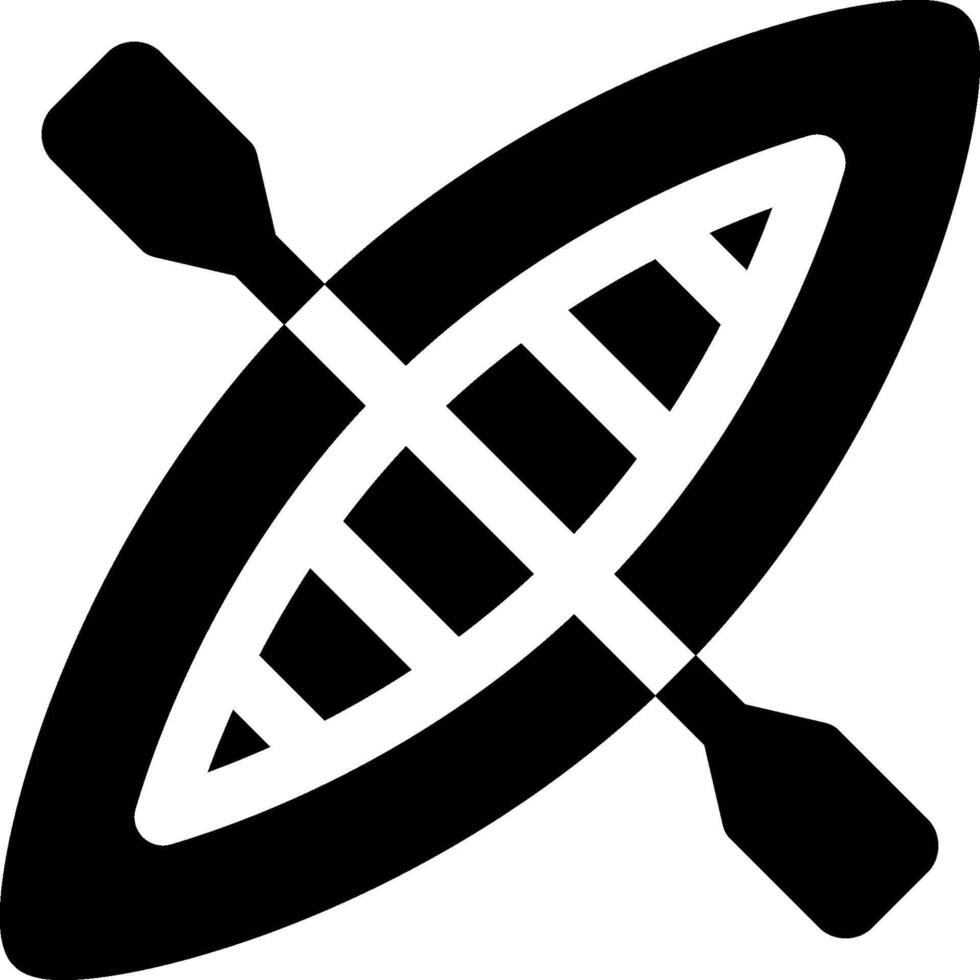 A black and white canoe with paddles on it vector