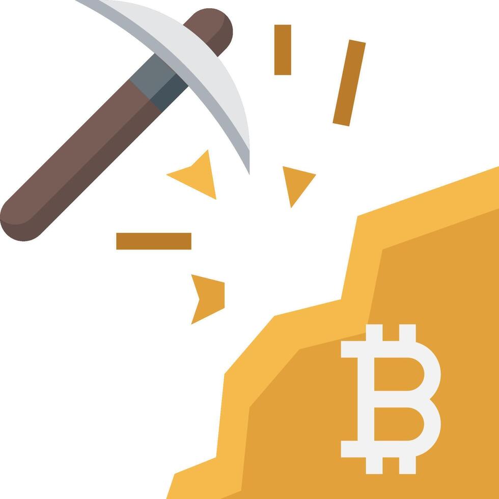 Bitcoin mining with a hammer vector