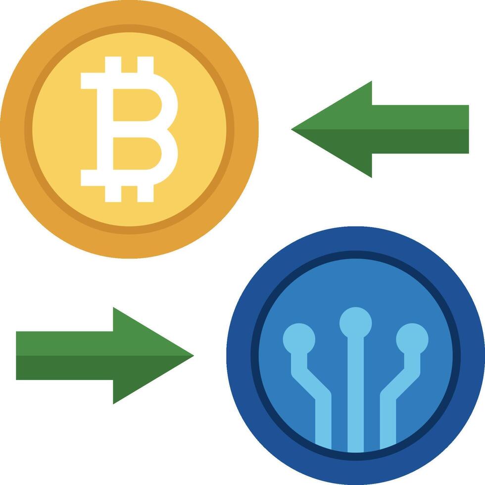 Bitcoin and ether are shown in different directions vector