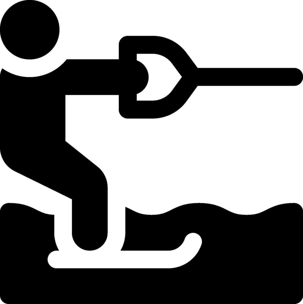 A black and white icon of a person on a snowboard vector