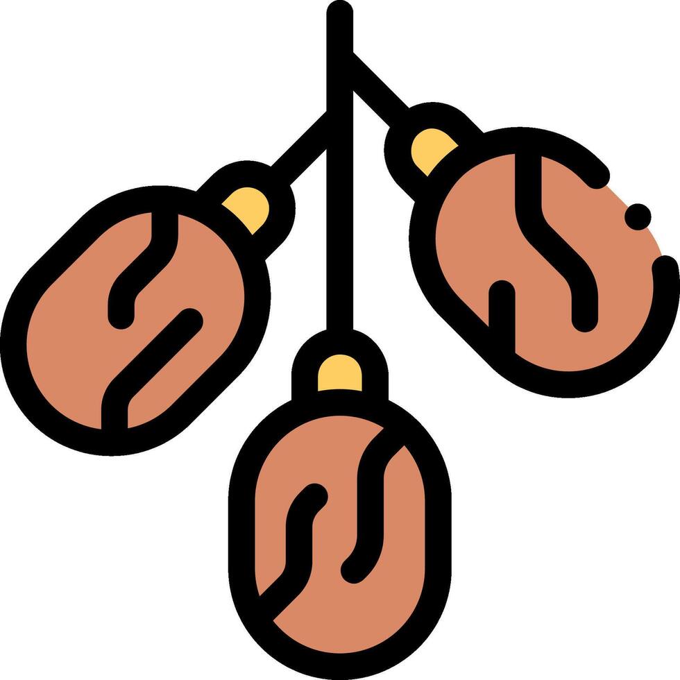 A pair of brown beans hanging from a string vector