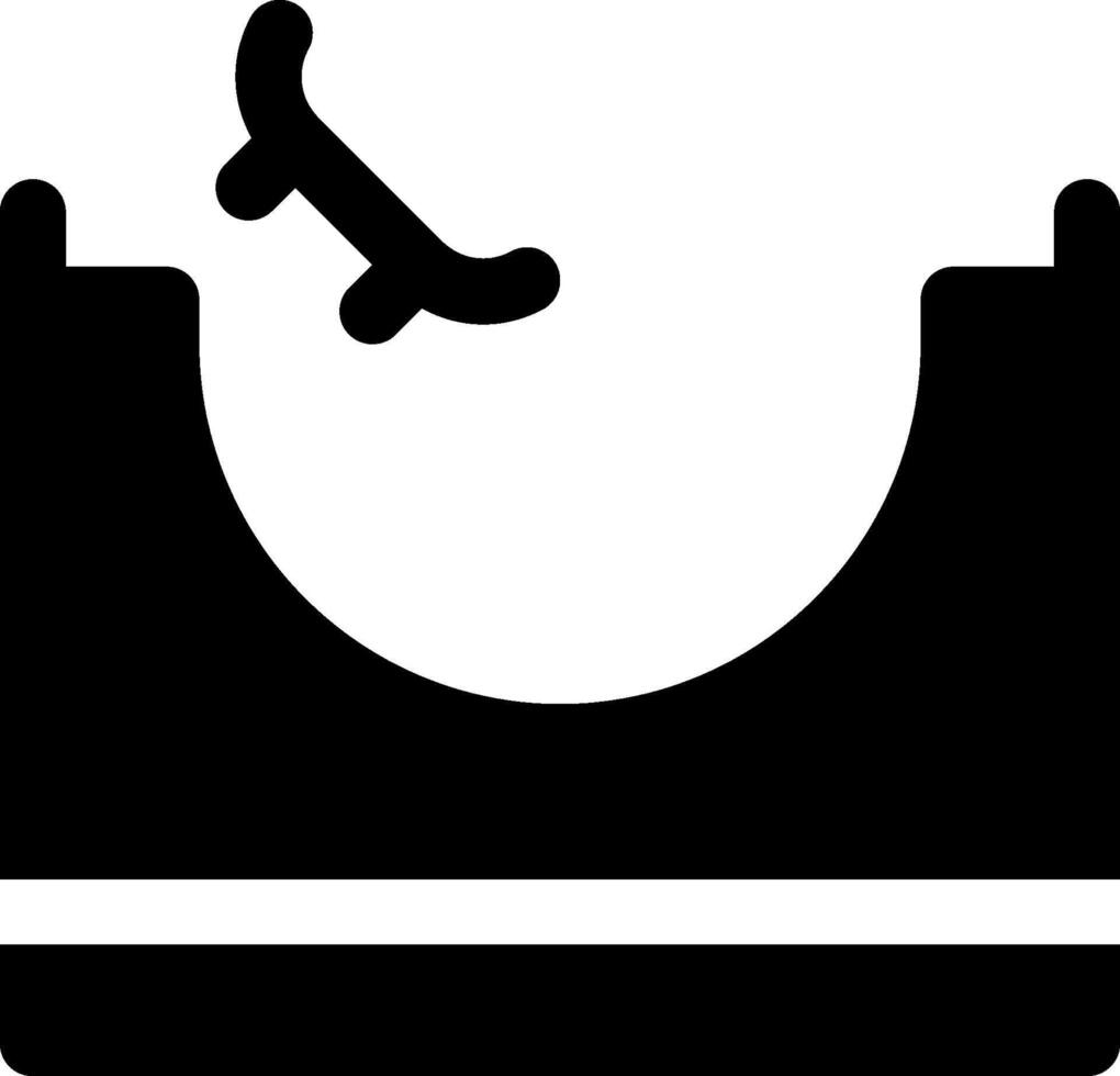 A black and white icon of a skateboard vector