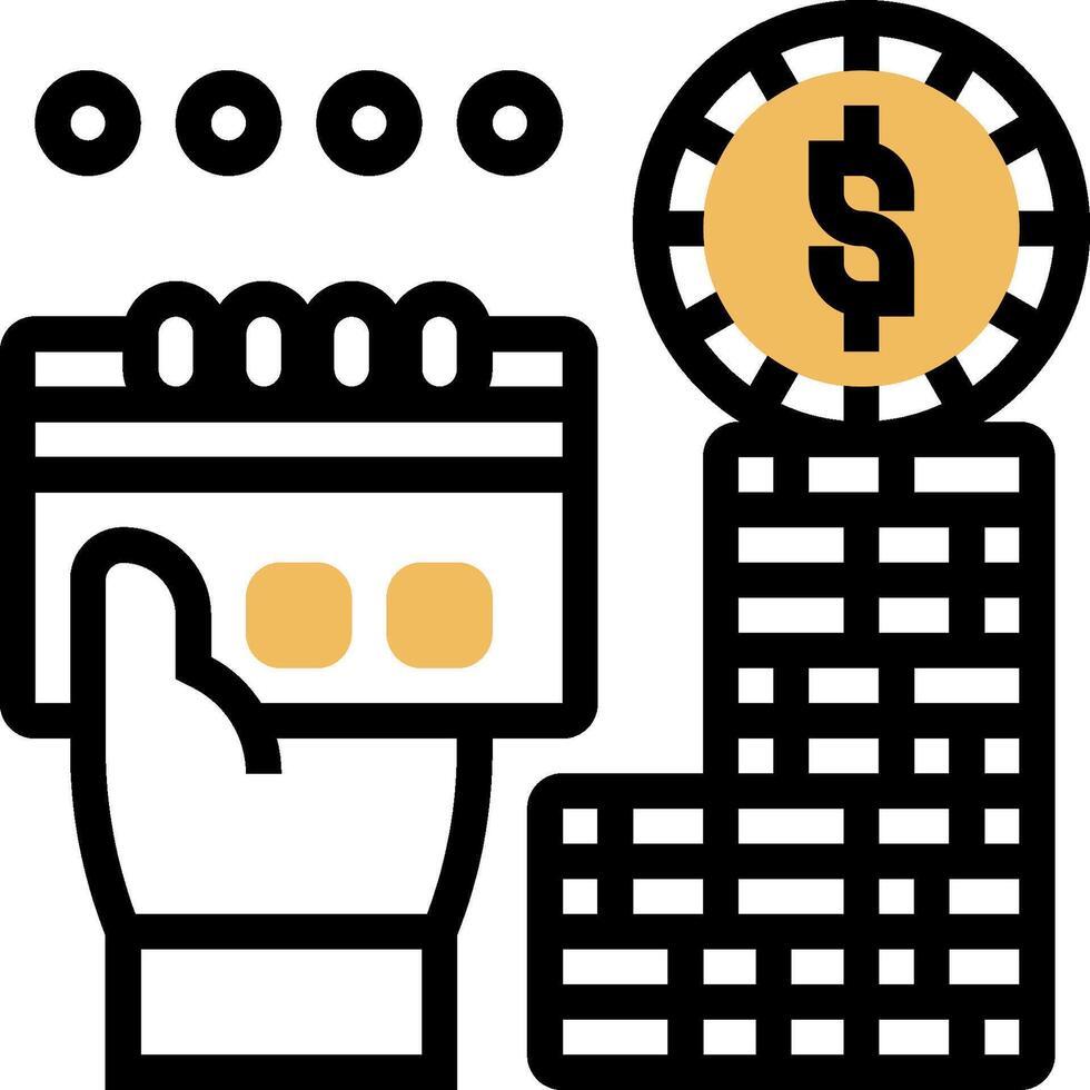 A hand holding a credit card and a stack of money vector