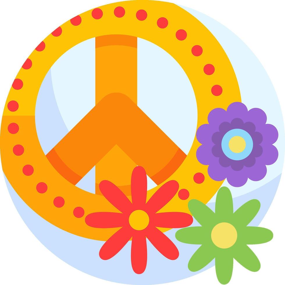 A peace sign with flowers and a circle vector