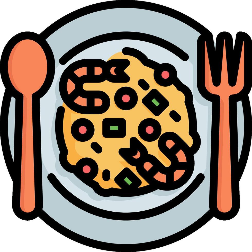 A plate with food and utensils on it vector