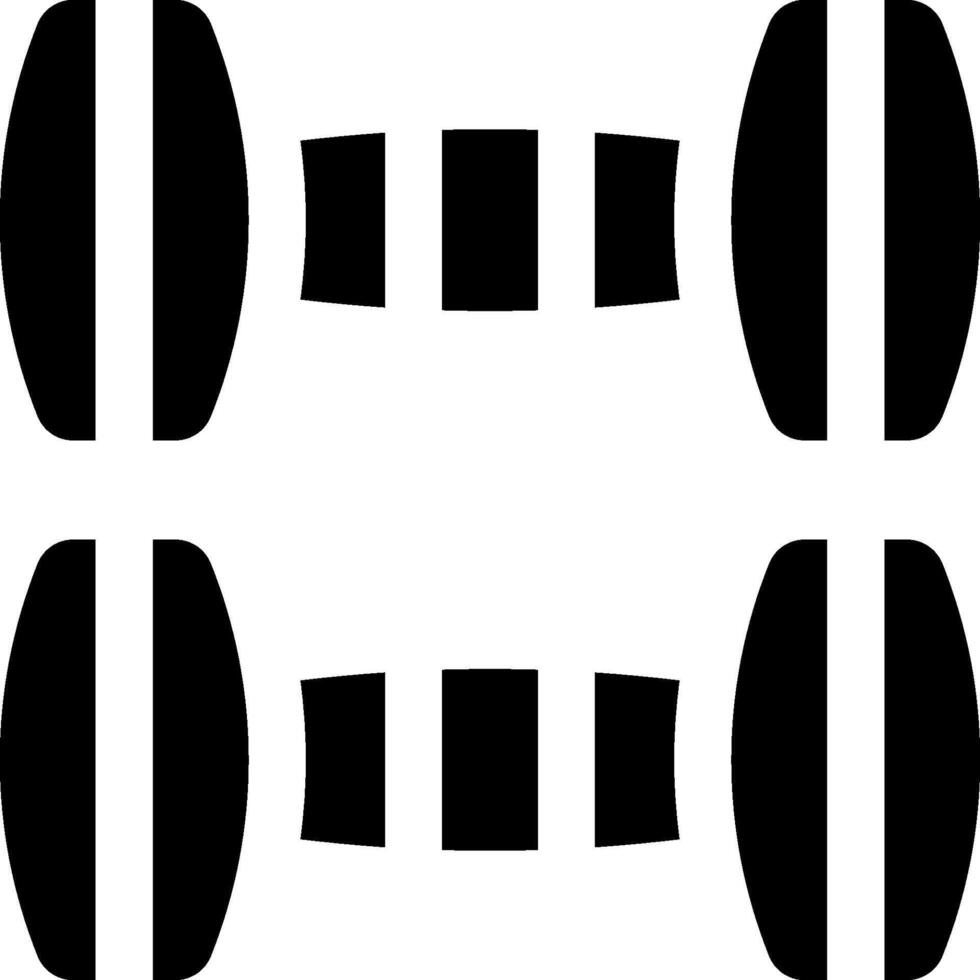 Two dumbbells are shown in black and white vector