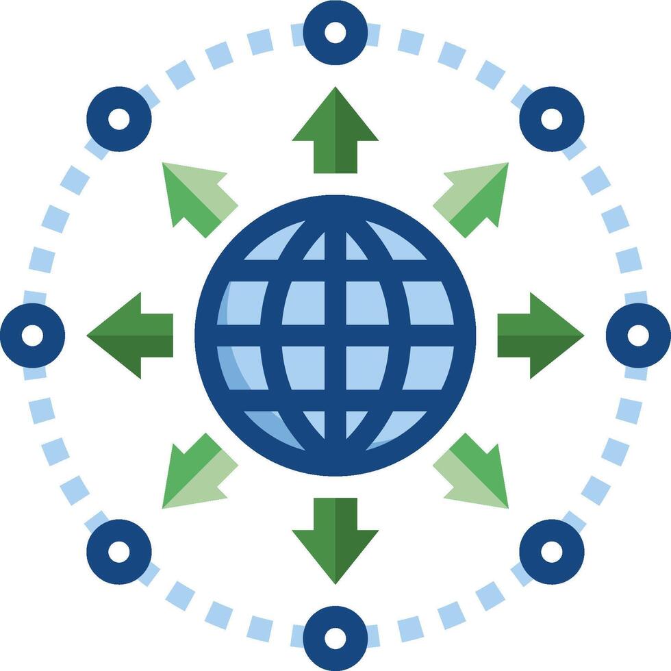 A globe surrounded by arrows and arrows vector