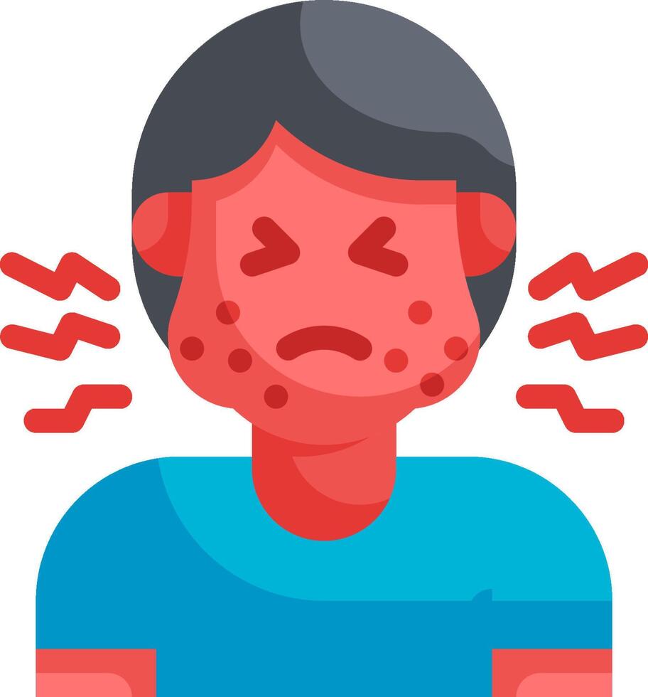 A man with a red face and a red rash on his face vector
