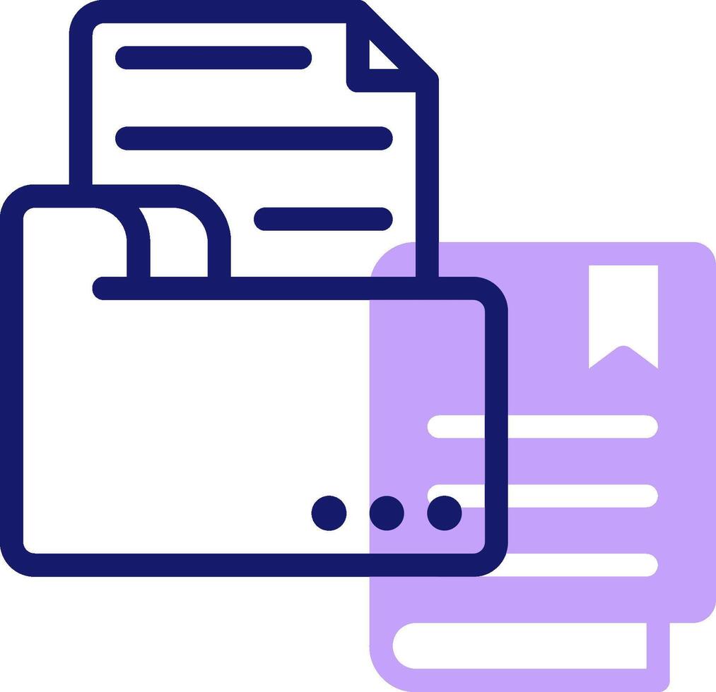 A folder with a document and a book vector