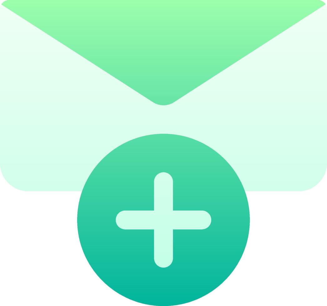 A green envelope with a plus sign on it vector