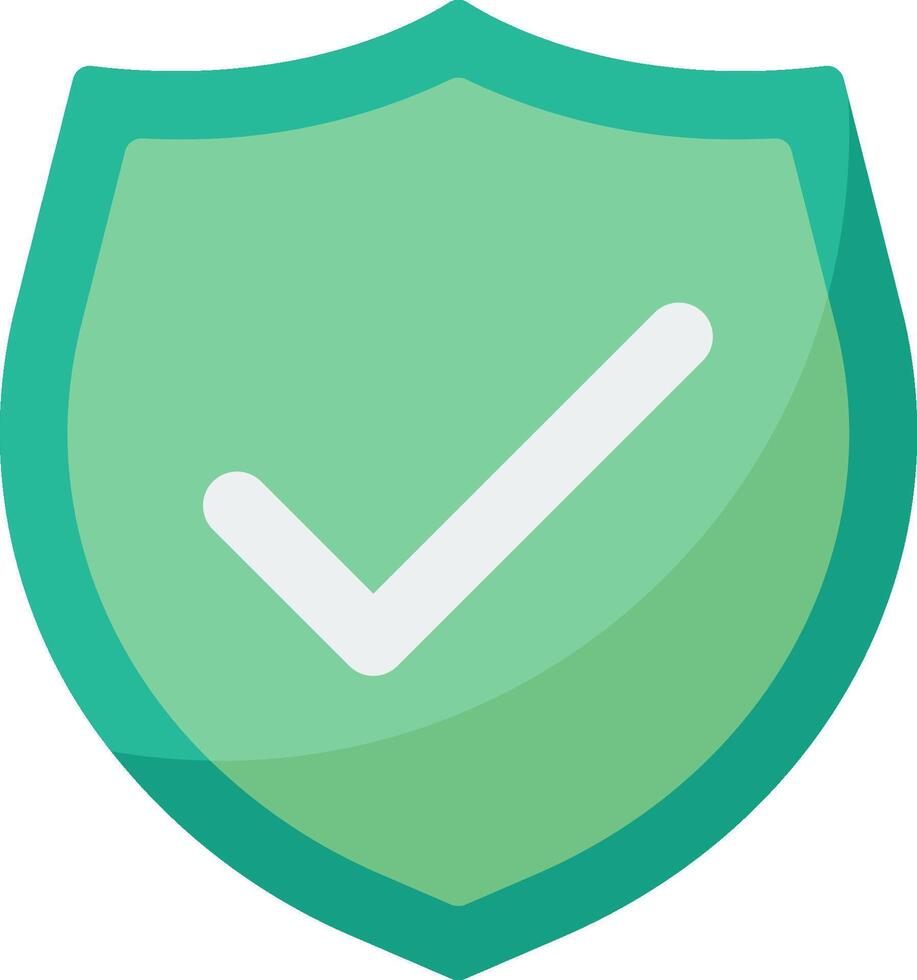 A green shield with a tick mark on it vector