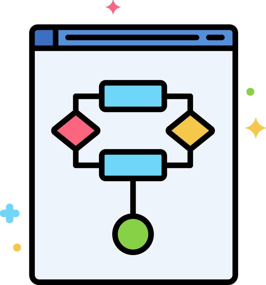 A computer screen with a diagram of a computer vector