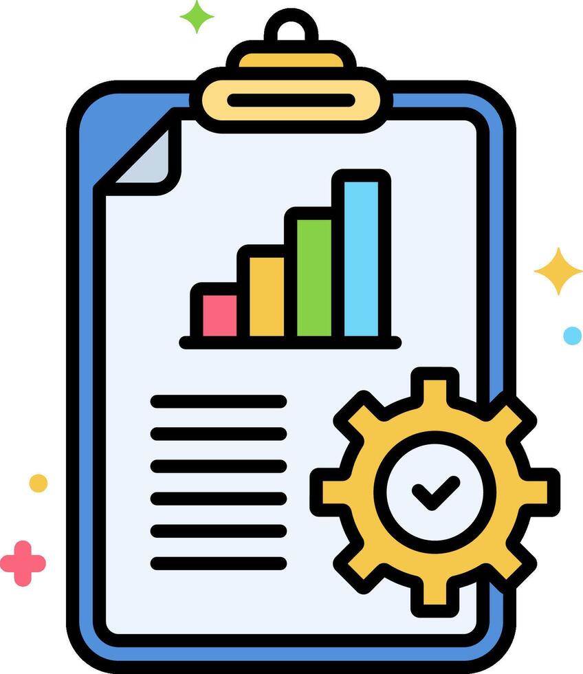 Clipboard icon with gears and bar graph vector