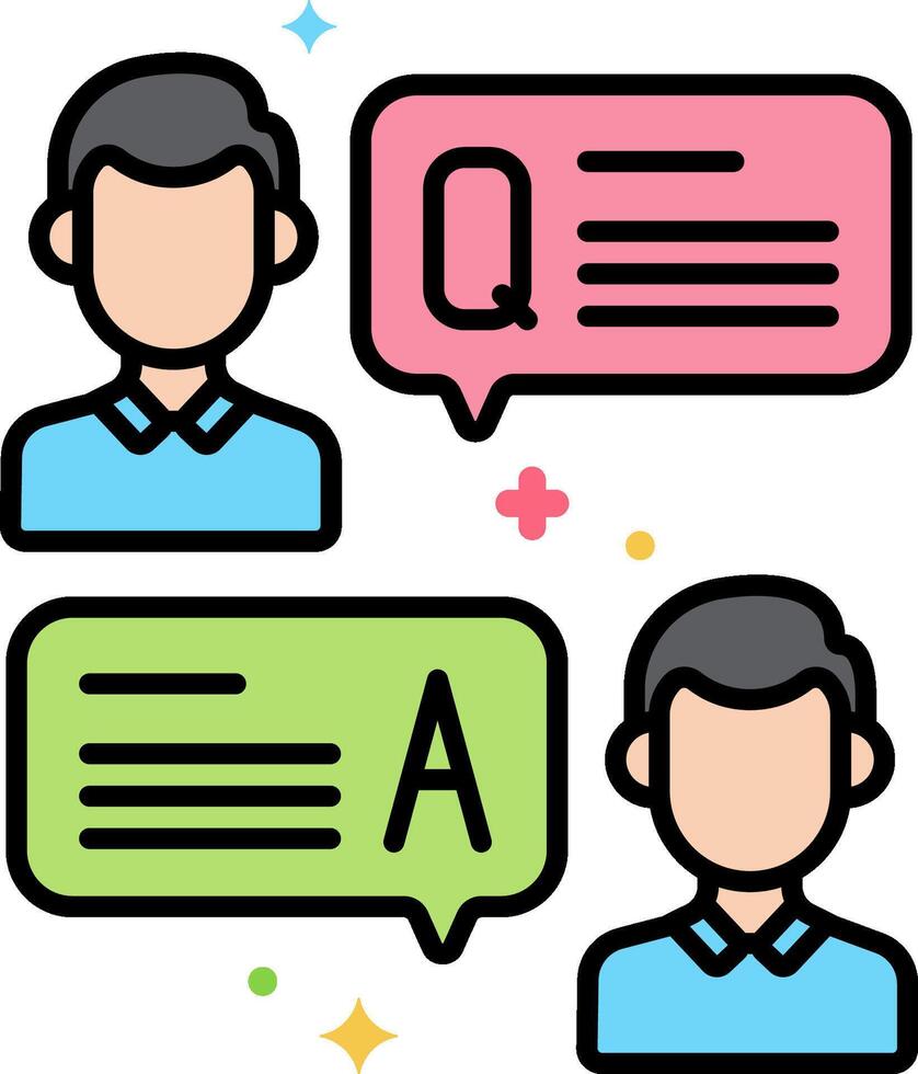 A group of people with speech bubbles and a question mark vector