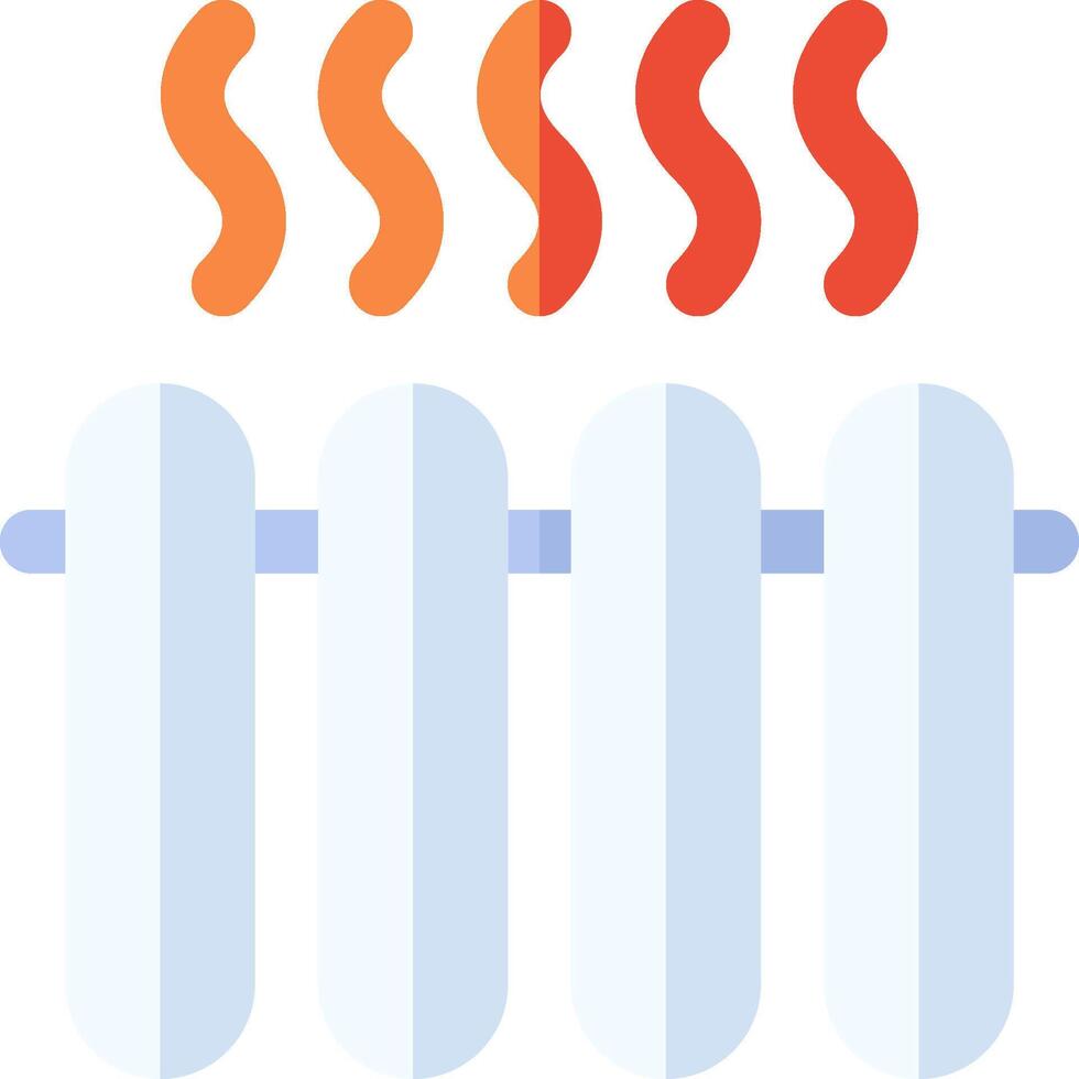 A white and orange radiator with four pipes vector