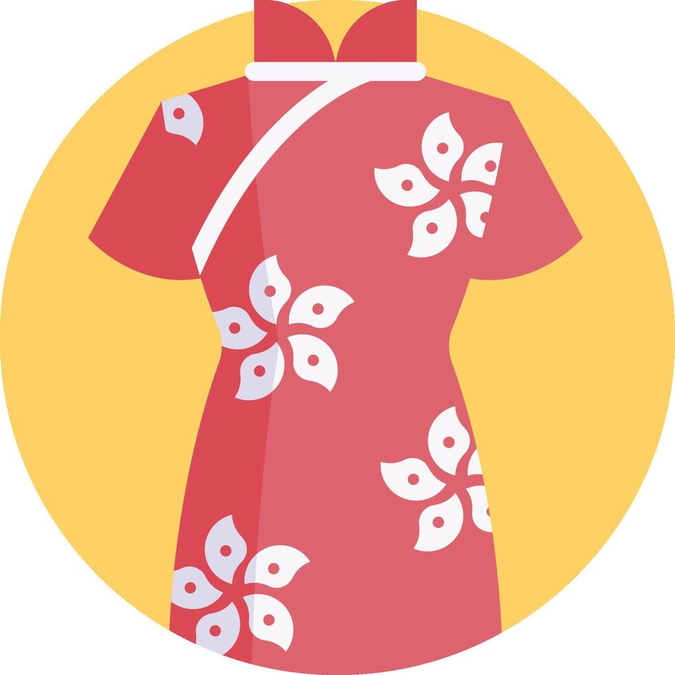 A red dress with white flowers on it vector