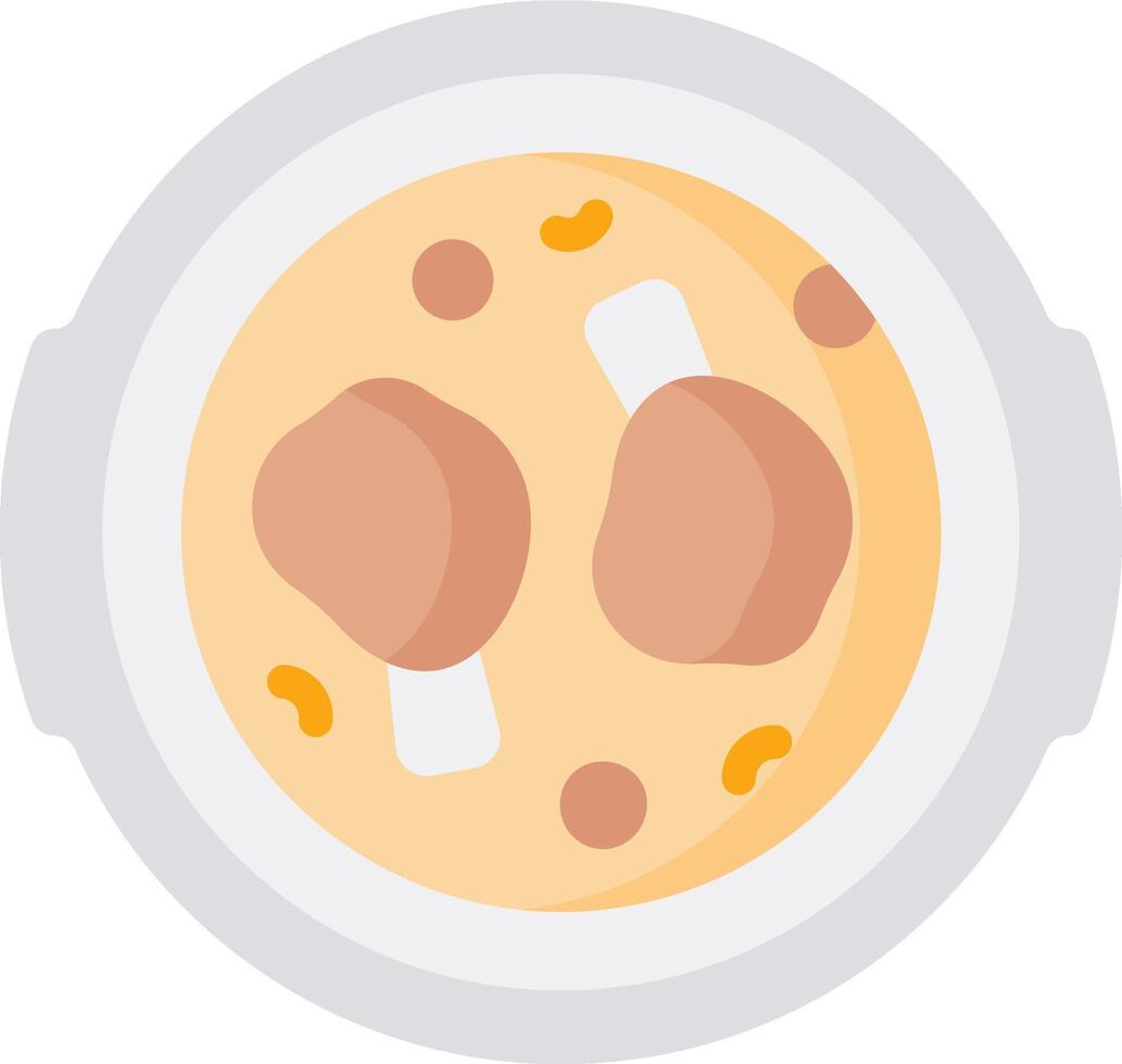 A bowl of soup with two pieces of meat vector