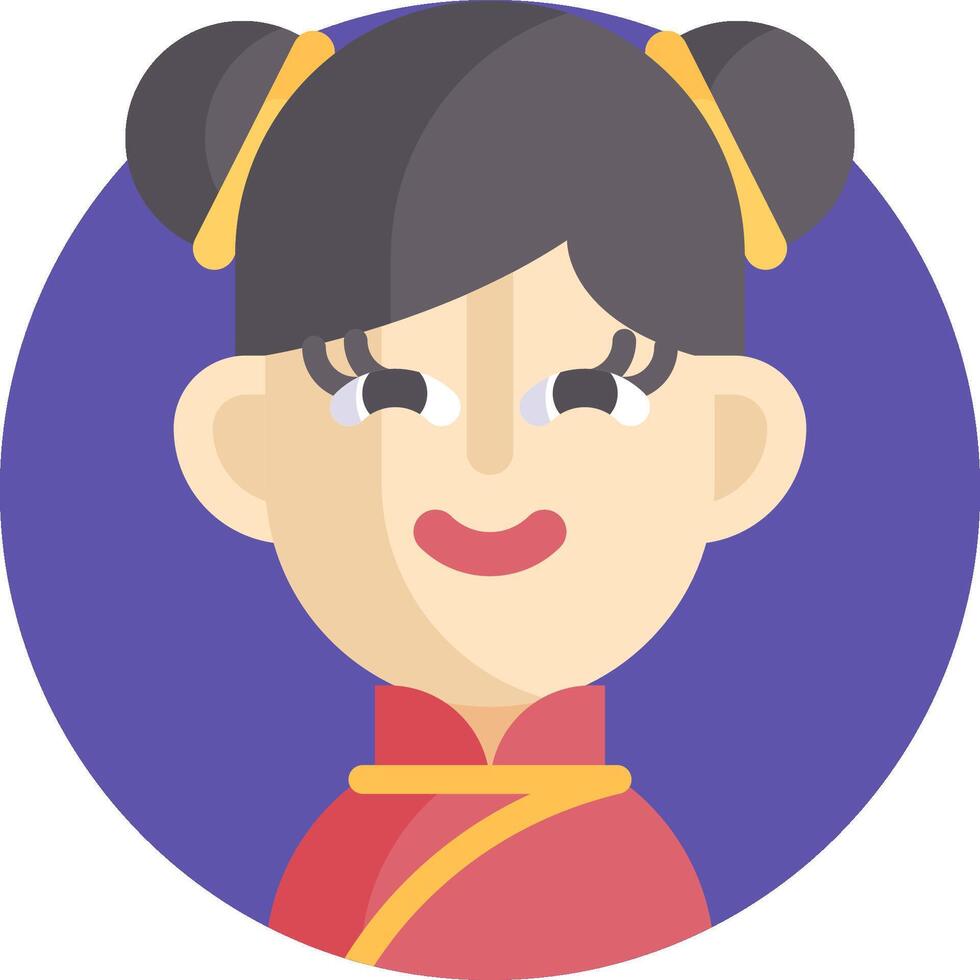 A cartoon girl in a chinese dress vector