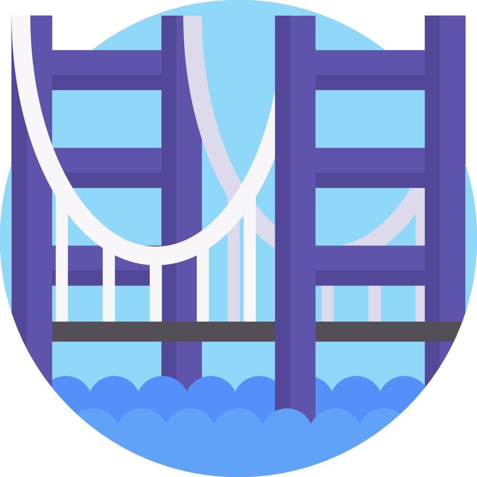 A bridge with a blue background and a white bridge vector