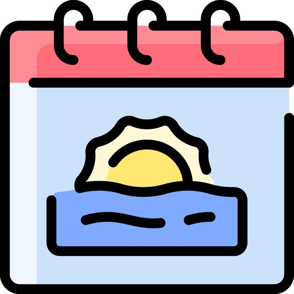 A calendar with a sun and water in it vector