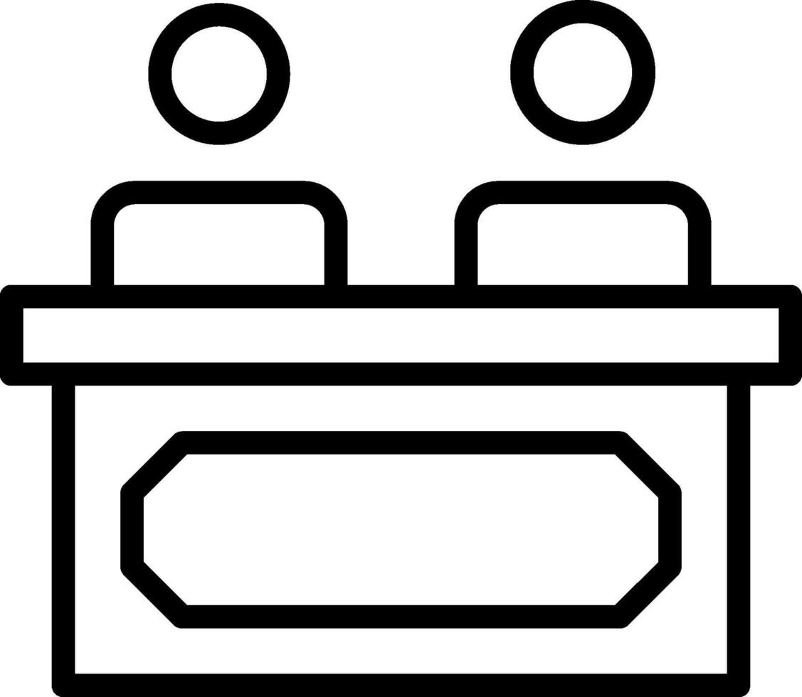 A black and white image of two people sitting at a desk vector