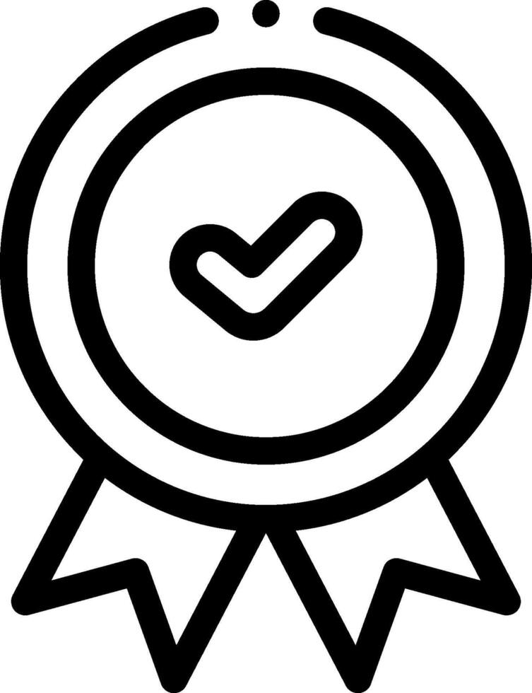 A black and white icon of a badge with a check mark vector