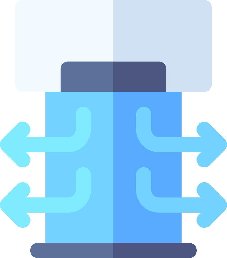 A blue and white container with arrows pointing to it vector